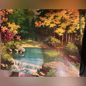 Vintage Woodland Landscape Waterfall Forest Tree Art Print Wall Home Decor.